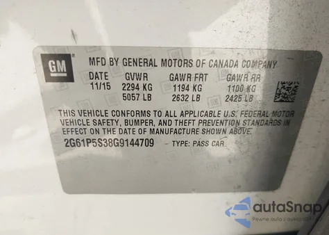 2016 Cadillac Xts Premium Collection z USA, uszkodzony, nr VIN 2G61P5S38G9144709